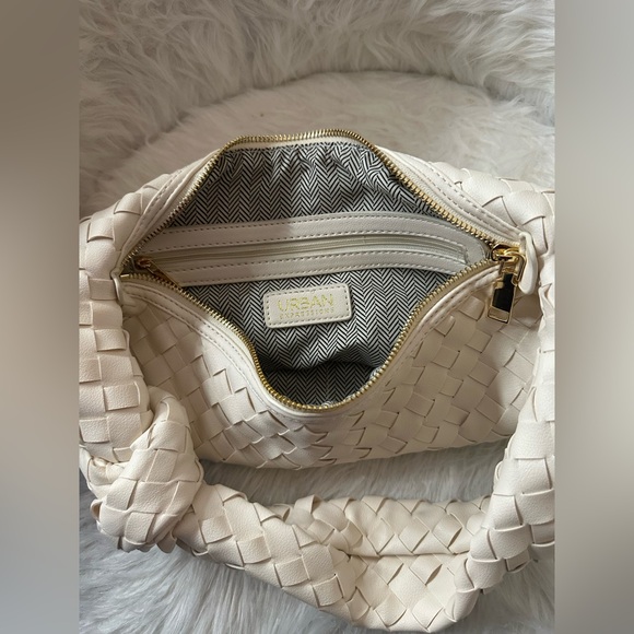 Urban Expressions Vanessa Woven Knot Handle Hobo Bag - Cream - Picture 2 of 3